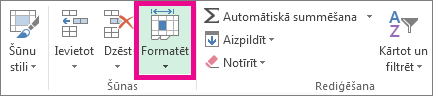 Cilnē Sākums noklikšķiniet uz Formatēt