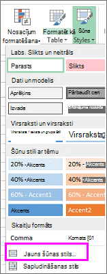 Jauna šūnu stila opcija