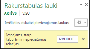 Ja ir vajadzīga relācija, parādās poga Izveidot