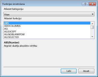 Funkcijas ievietošana