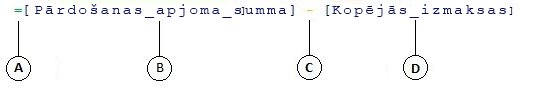 Aprēķinātās kolonnas formula