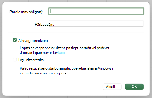Aizsargāt struktūru un Windows MacOS