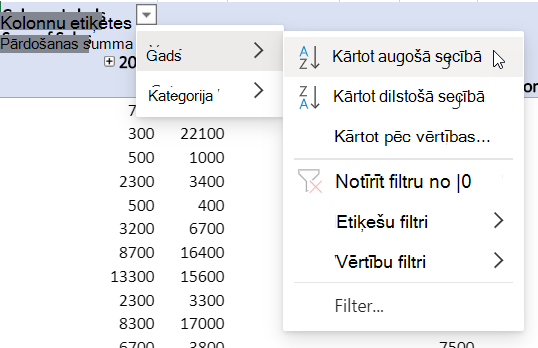 Rindu apgabals ar kombinētajiem filtriem