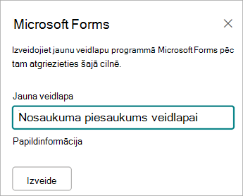Ievadiet jaunās veidlapas nosaukumu