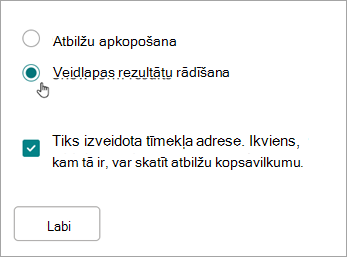 Atlasiet Rādīt veidlapas rezultātus