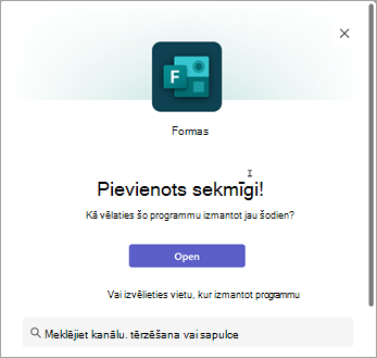 Izvēlieties vietu, kur izmantot programmu Forms