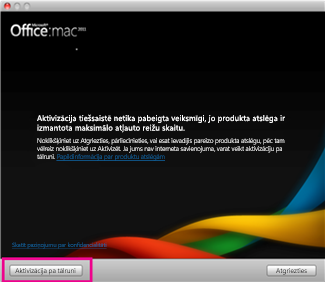 Office for Mac Activate by phone screenshot