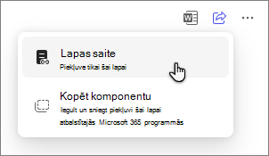 Copilot lapu kopīgošanas opcija, izmantojot lapas saiti.