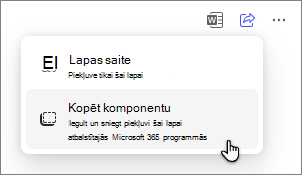 Copilot lapas koplietošanas komponenta opcija.