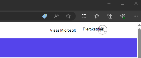 Rāda Microsoft 365 lapu ar vispārīgu konta ikonu augšējā labajā stūrī.