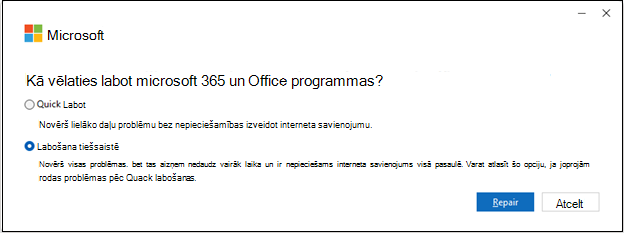 Instalēšana, izmantojot tehnoloģiju Click-to-Run