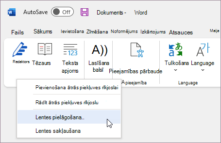 Atlasiet Pielāgot lenti