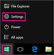 Nokļūšana sadaļā Iestatījumi no sadaļas Sākums operētājsistēmā Windows 10