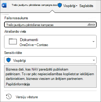 Jutības josla dokumenta augšdaļā