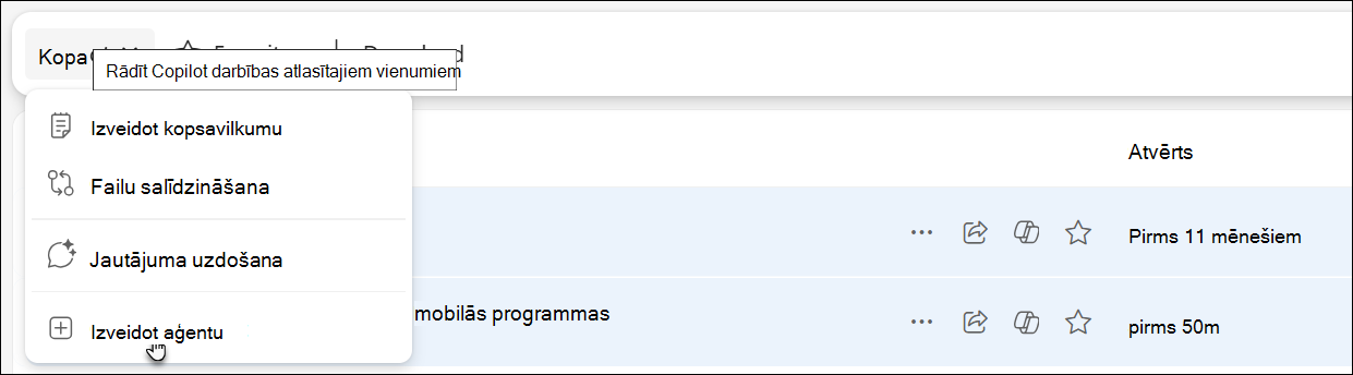 Ekrānuzņēmums, kurā parādīts, kā piekļūt aģentam un izveidot to pakalpojumā OneDrive.