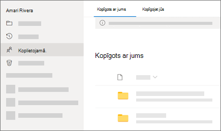 Ekrānuzņēmums ar skatu Koplietots ar jums pakalpojumā OneDrive darbam vai skolai.