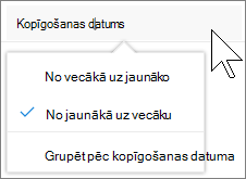 Ekrānuzņēmums ar atzīmēšanu pa kolonnām skatā Man ir atļauts koplietot pakalpojumā OneDrive darbam