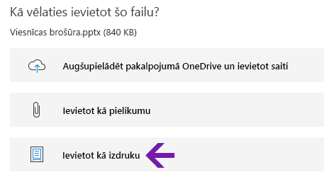 Faila izdrukas opcija programmā OneNote darbam ar Windows 10
