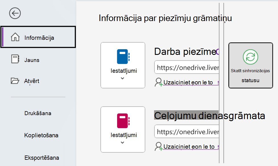 Skatiet OneNote sinhronizācijas statusu operētājsistēmā Windows.