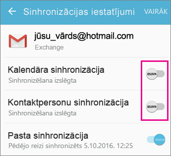 Iespējota sinhronizēšana