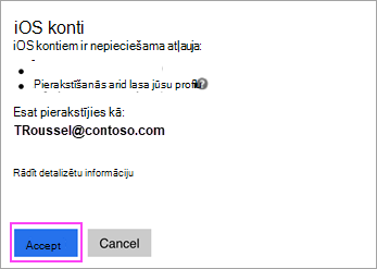 Ja tiek prasīts piešķirt atļauju, pieskarieties pie Atļaut.