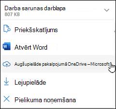 jauns Outlook augšupielādes pakalpojumā OneDrive logs