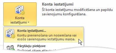 Konta iestatījumi Backstage skatā