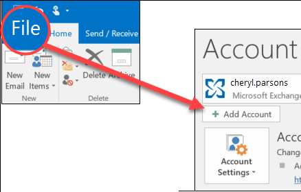 Atlasiet Fails, pēc tam Pievienot kontu.