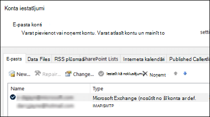 Konta iestatījumi