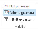 Adrešu grāmata atrodas cilnes Sākums labajā pusē.