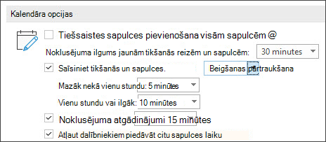 Calendar Options