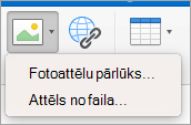 Tiek rādītas paraksta attēla ievietošanas opcijas