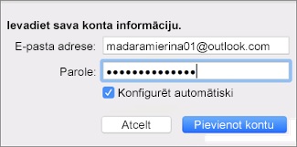 E-pasta konta pievienošana