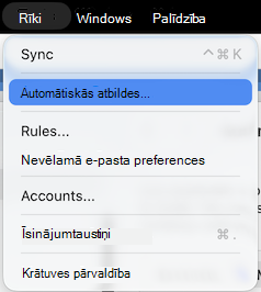 Tools menu Automatic Replies