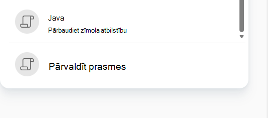 Ekrānuzņēmums, kurā redzama pielāgota prasme sarakstā Izvēlieties prasmes.