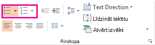 Poga Aizzīmes vai poga Numerācija