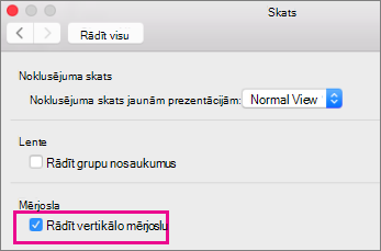 Rādīt vertikālās mērjoslas lodziņu