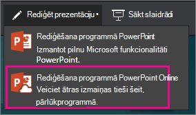 Rediģēšana programmā PowerPoint Online