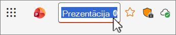 Prezentācijas faila nosaukuma ekrānuzņēmums.