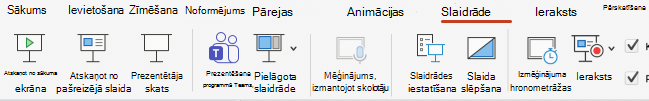 Ekrānuzņēmums ar cilni Slaidrāde.