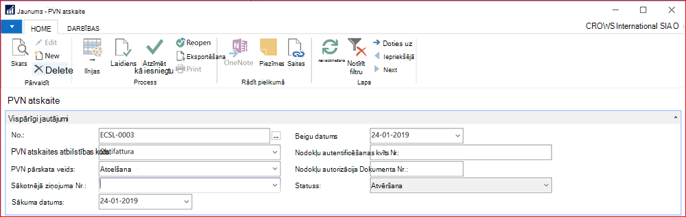 Jaunas PVN atskaites ekrānuzņēmums