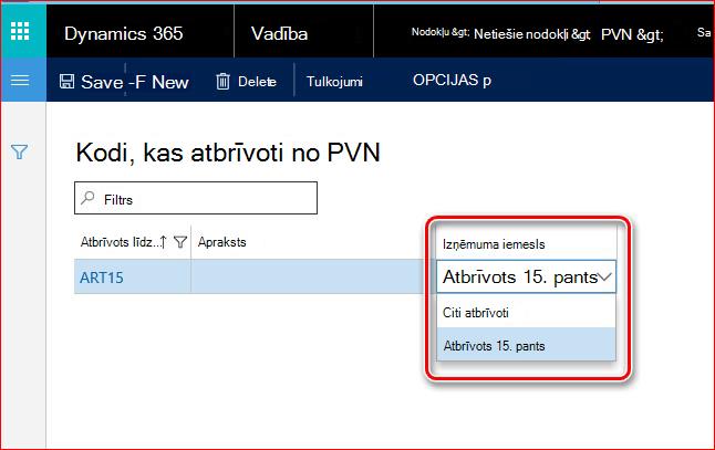 Šajā attēlā redzami iemesli, kāpēc ir atbrīvoti no PVN.