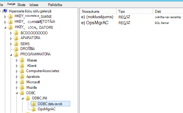 ODBC datu avotu apakšatslēga