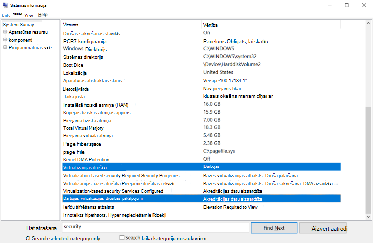 System Info window
