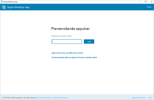 Skype sapulču programmas ekrāns