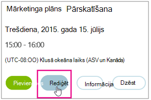 Meeting details with Edit button highlighted