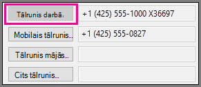 Darba tālruņa numurs ir pelēkots.