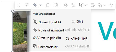 Vienumu kārtošanas nolaižamā izvēlne tīmekļa daļas rīkjoslā