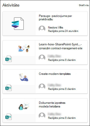 Vietnes darbības tīmekļa daļas priekšskatījums