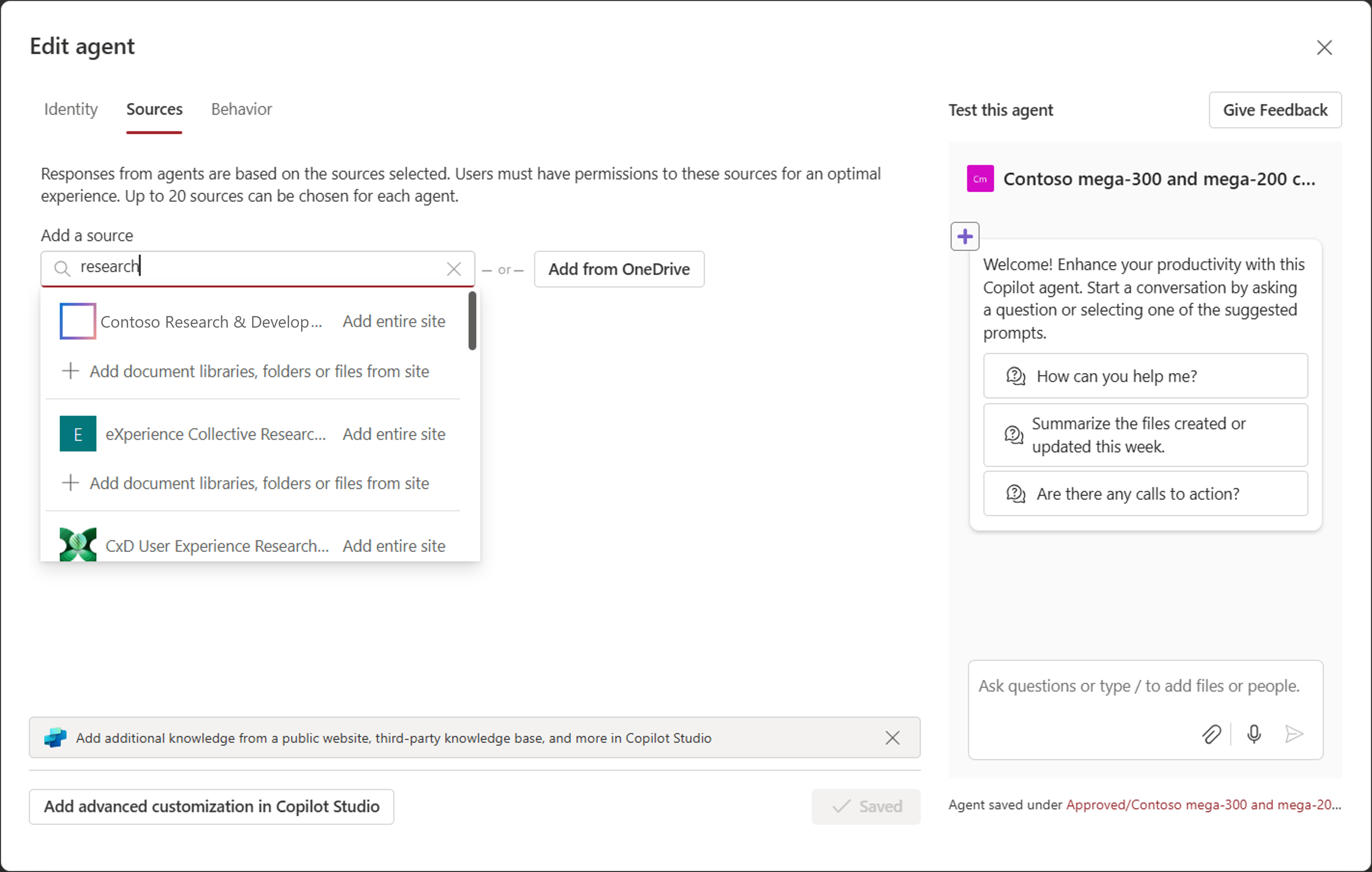 Ekrānuzņēmums, kurā redzams pielāgots aģents